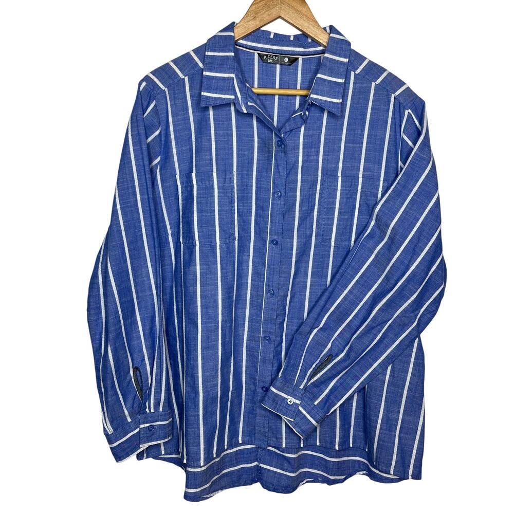 Riders by Lee Easy Care Women’s Button Up Blouse Shirt Size XL